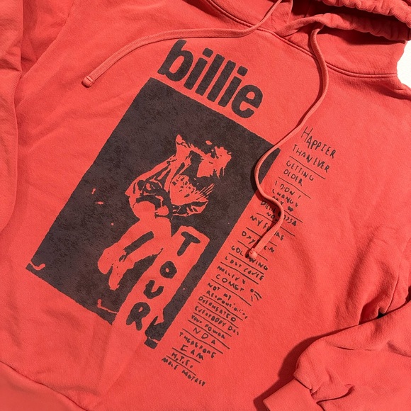 Billie Eilish Happier Than Ever 2022 Tour Hoodie Red/Orange Size Small EUC - Picture 2 of 12